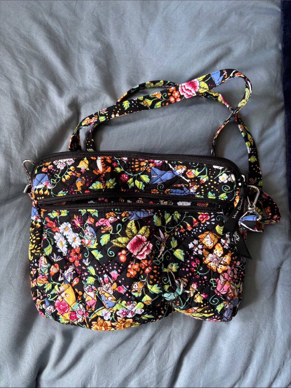 Vera Bradley Black Multicolor Floral Quilted Crossbody Bag